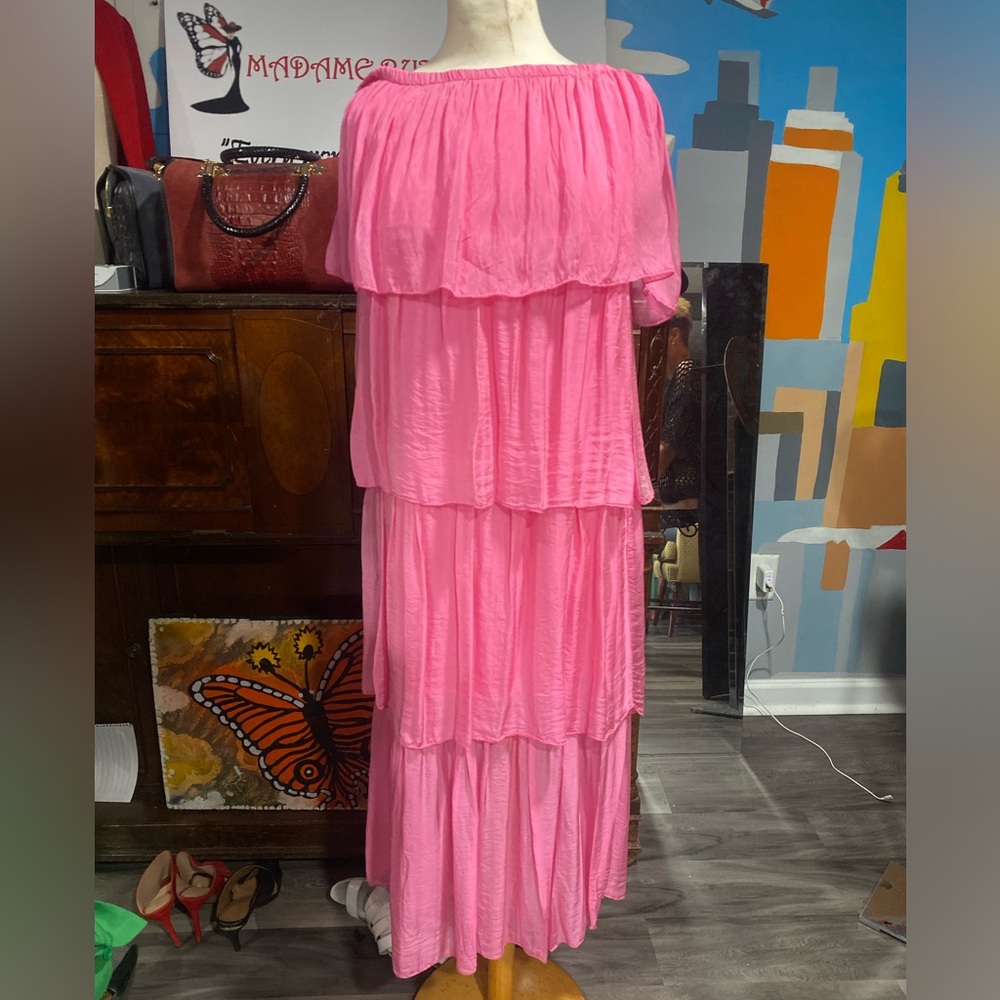 Pink off the shoulder dress